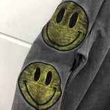 ZHEEY OLD WASHED STYLE SMILEY FACE CREW NECK CASUAL SWEATSHIRT - boopdo