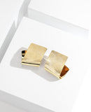 UZL DESIGN ASYMMETRIC ABSTRACT EARRINGS IN GOLD PLATE - boopdo