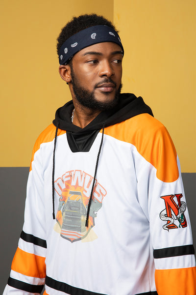 NFWYS KOAK HOCKEY V NECK SWEATSHIRT IN ORANGE WHITE - boopdo