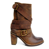 PROVAPERFETTO WESTERN DETAIL BUCKLED LEATHER ANKLE BOOTS - boopdo