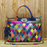 THE WOMANTIME RANILOX RETRO CONTRAST COLORS SHOULDER BAG WITH CHAIN - boopdo