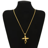 MONJAH BABY ANGEL GOLD PLATED STAINLESS STEEL NECKLACE IN GOLD - boopdo