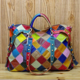 CAERLIFAB ALEXIMO PLAID COLORFUL SHOULDER BAG WITH RIVET - boopdo