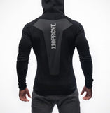 GYM PULLOVER HOODIE WITH LOGO IN BLACK GRAY - boopdo