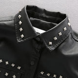 TUXAP PUNK MATERIAL CRAFT RIVET SYNTHETIC LEATHER JACKET - boopdo