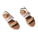 BOOPDO EMBELLISHED FLAT SANDALS WITH TASSEL TRIMS - boopdo