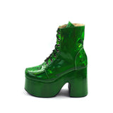MOMO GOTHIC KAYCE STYLE PLATFORM ANKLE BOOTS IN GREEN - boopdo