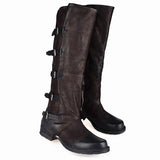 PROVA PERFETTO ROMAN SQUARE TOE KNEE HIGH LEATHER BOOTS IN BLACK - boopdo