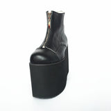 MOMO GOTHIC KAYCE SUPER HIGH HEELED PLATFORM LEATHER BOOTS IN BLACK - boopdo