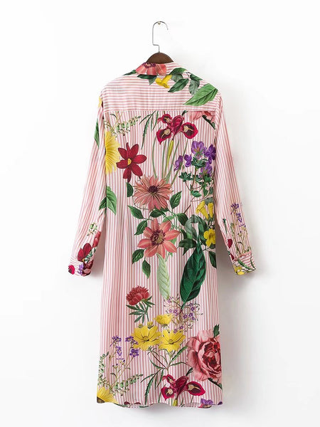 THE MATCH KNOTTED FLORAL PRINT LONG SLEEVED GOWN DRESS IN MULTI COLOR - boopdo