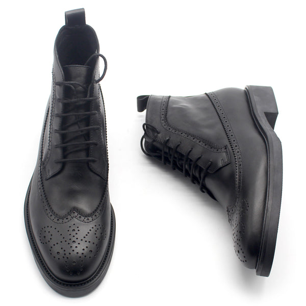 JINIWU VANGUARD HANDMADE CLASSIC CARVED BROACH STYLE LEATHER BOOTS - boopdo
