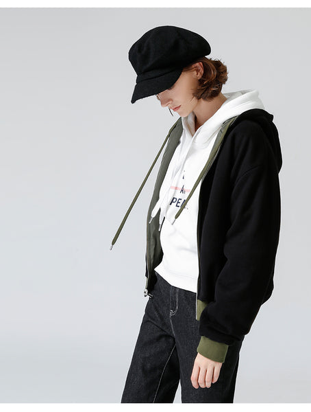 TOYOUTH REVERSIBLE JERSEY HOODED BOMBER JACKET - boopdo