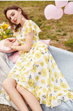 ARTKA TIERED RUFFLE DRESS IN YELLOW FLORAL - boopdo