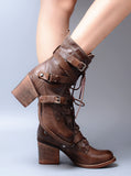 PROVAPERFETTO BUCKLE HEELED ANKLE BOOTS WITH LACE UP DETAIL1040999 - boopdo