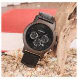 BOBO BIRD SANDALWOOD BUSINESS WATCH WITH LEATHER STRAP - boopdo