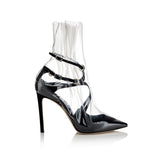 PIPPIN PORTO STRAPPY TRANSPARENT POINTED HIGH HEEL SHOES - boopdo