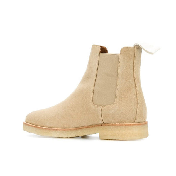 NADEMILI SMOKED RUBBER UPPER PLAIN HEEL ANKLE CHELSEA BOOTS - boopdo