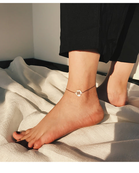 ZEGL CURVE GOLD PLATED CONSTELLATION DESIGN ANKLET - boopdo