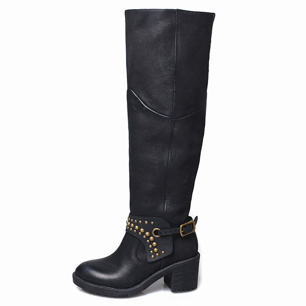 PROVA PERFETTO MARTIN RETRO STYLE STOVEPIPE LEATHER BOOTS - boopdo