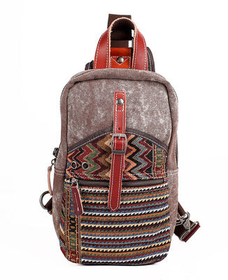 BOOPDO ETHNIC DESIGN CANVAS GEOMETRIC PATTERN STYLE CHEST BAG - boopdo