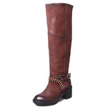 PROVA PERFETTO MARTIN RETRO STYLE STOVEPIPE LEATHER BOOTS - boopdo