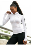 ELITE ABS LONG SLEEVE SPORTS TOP WITH ZIP NECK P1804101 BLACK WHITE - boopdo