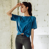 UIMIO TIE WAIST CROPPED GYM TOP - boopdo