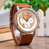 BOBO BIRD HANDMADE CHRONOGRAPH WOODEN WATCH WITH LEATHER STRAP - boopdo