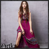 ARTKA WRAP FRONT BOHEMIAN PLEATED MAXI DRESS - boopdo