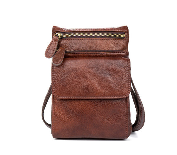 MANTIME HANDMADE LEATHER MULTI FUNCTION VERTICAL SQUARE MESSENGER BAG - boopdo