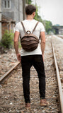MANTIME BEETLE HANDMADE CASUAL LEATHER BACKPACK IN BROWN - boopdo