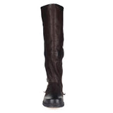 PROVA PERFETTO ROMAN SQUARE TOE KNEE HIGH LEATHER BOOTS IN BLACK - boopdo