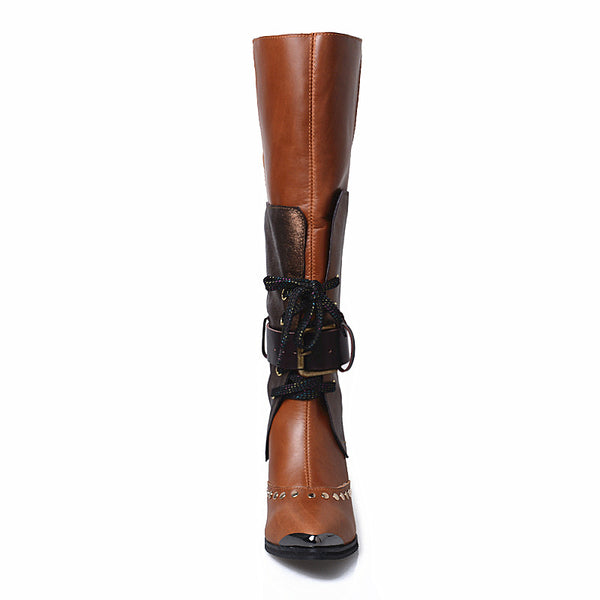 PROVA PERFETTO BOOP POINTED TOE KNEE HIGH LEATHER BOOTS - boopdo