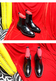 JINIWU VANGUARD NIJI PLAIN PURE BLACK THICK SOLE ANKLE CHELSEA BOOTS - boopdo