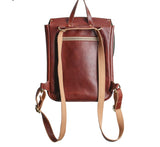 GS DOUBLE STRAPS LEATHER BACKPACK IN REDDISH BROWN - boopdo