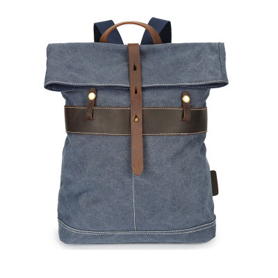 CANVAS LEATHER LEISURE COLLEGE CASUAL UNISEX BAG - boopdo