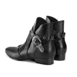 NADEMILI HORSE BIT BUCKLE HANDMADE LEATHER TOE POINTED CHELSEA BOOTS - boopdo