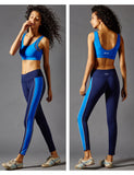 GYMNA COLOR BLOCK LEGGINGS IN NAVY AND BLUE - boopdo