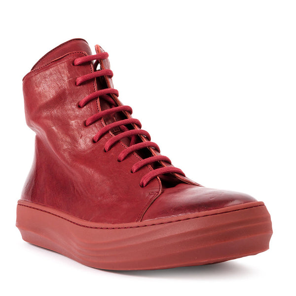 OLD FASHION RETRO HIGH ANKLE CLASSIC SNEAKER TRAINER IN RED AND WHITE - boopdo