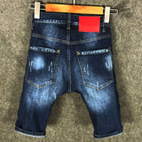 BOOPDO DESIGN DSQTWO WASHED DENIM JEAN SHORT PANTS IN BLUE - boopdo