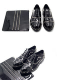 JINIWU VANGUARD LEATHER OXFORD SHOES IN BLACK WITH RIVET - boopdo