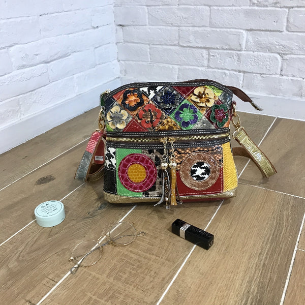CAERLIFAB BOOPDO PATCHWORK SNAKE LEATHER BAG IN MULTI COLOR - boopdo
