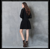 ARTKA LIZZIE KEER PLEATED SWEATER DRESS IN BLACK - boopdo