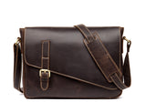 MANTIME KYLE HANDMADE CROSS STRAP LEATHER MESSENGER BAG IN BROWN AND KHAKI - boopdo
