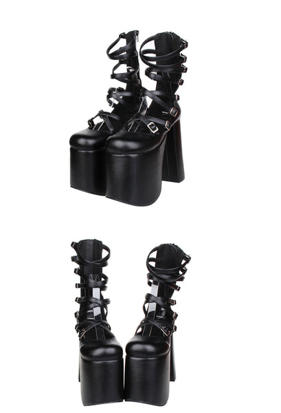 OZPO GOTHIC LOLITA COSBY PUNK STYLE ULTRA HIGH PLATFORM SANDAL - boopdo