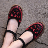 ARTMU CHUNKY LEATHER FLATFORM SHOES WITH WOVEN DETAIL - boopdo