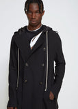 SNAPLOOX ZOMIZ GRAHAM RETRO DESIGN DOUBLE BREASTED HOODED LONG TRENCH COAT IN BLACK - boopdo