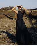 SINCE THEN HIGH NECK CUT OUT DETAIL MAXI DRESS IN BLACK - boopdo