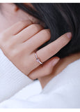 SILVER OF LIFE 925 SILVER CRYSTAL STONE OPEN RING - boopdo