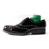 JINIWU VANGUARD GEOMETRY OXFORD DESIGN LEATHER SHOES IN BLACK WITH RIVET - boopdo